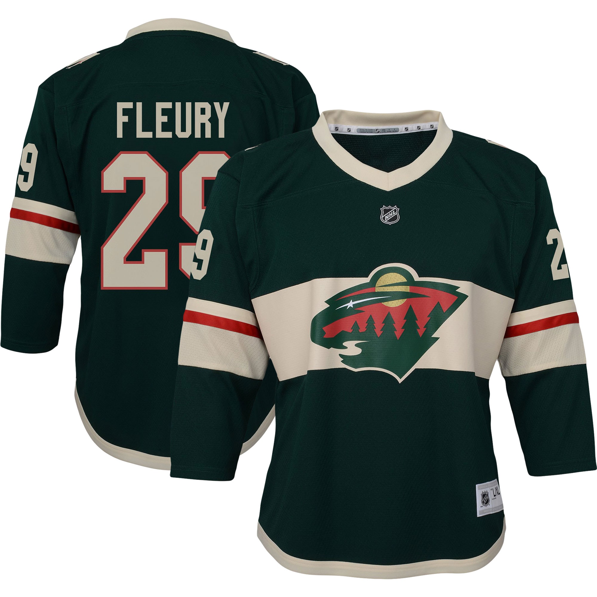 Marc-Andre Fleury Minnesota Wild Youth Replica Player Jersey - Green - vstockx