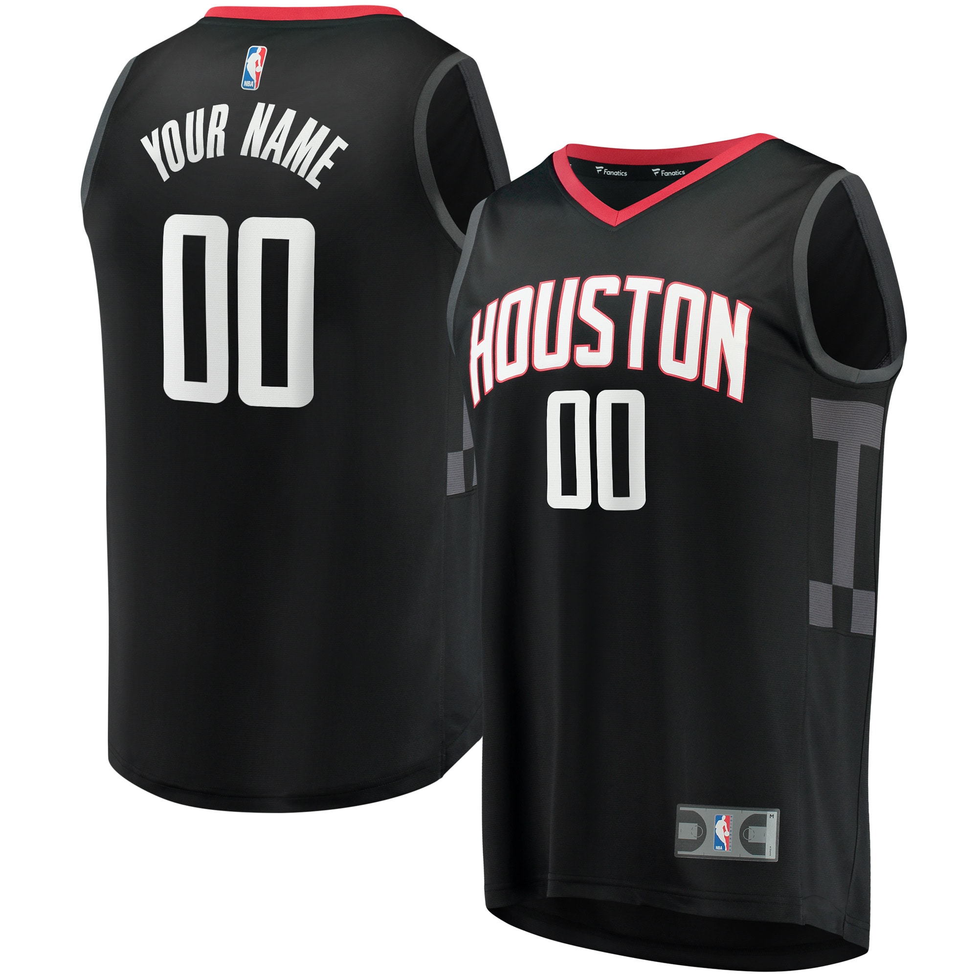 Houston Rockets Fanatics Branded Fast Break Replica Custom Jersey - Statement Edition - Black - vstockx