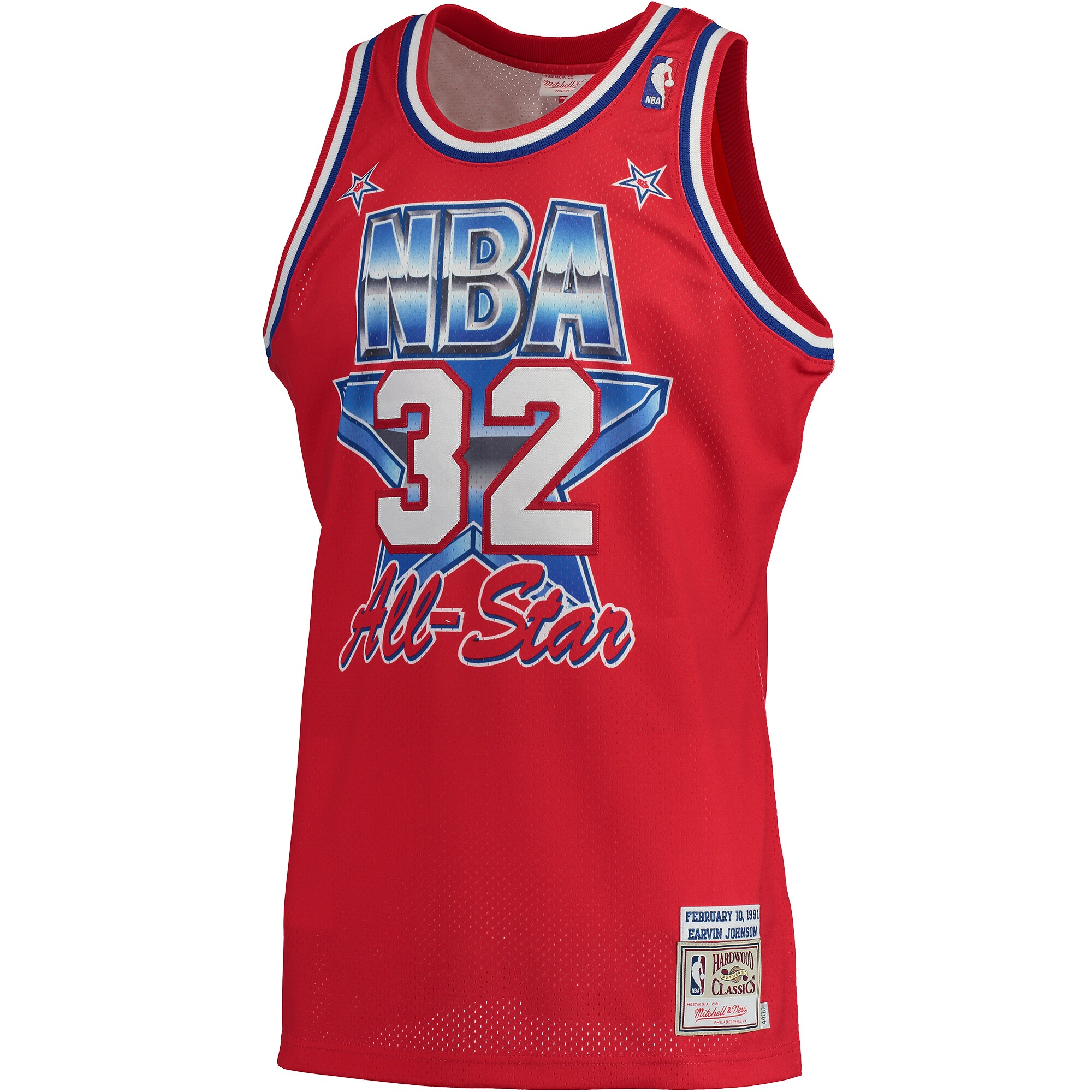 Magic Johnson Los Angeles Lakers Mitchell & Ness Hardwood Classics 1991 All-Star Authentic Jersey - Red - vstockx