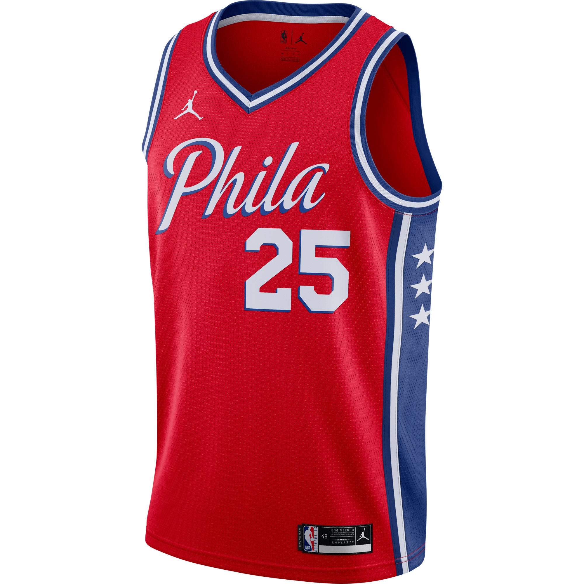 Ben Simmons Philadelphia 76ers Jordans Brand 2020/21 Swingman Jersey - Statement Edition - Red - vstockx