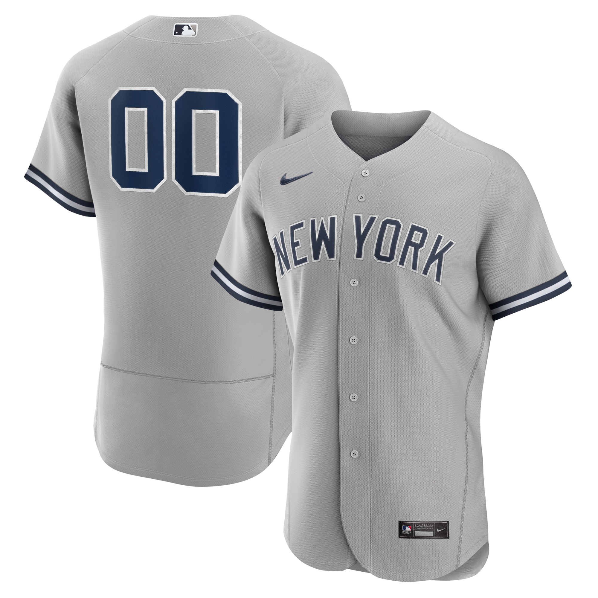 New York Yankees Nike Road Authentic Custom Jersey - Gray - vstockx