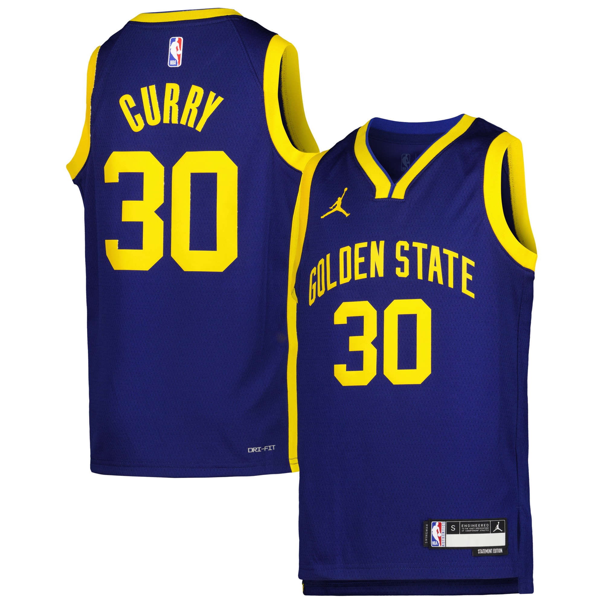 Stephen Curry Golden State Warriors Jordans Brand Youth Swingman Jersey - Statement Edition - Blue - vstockx