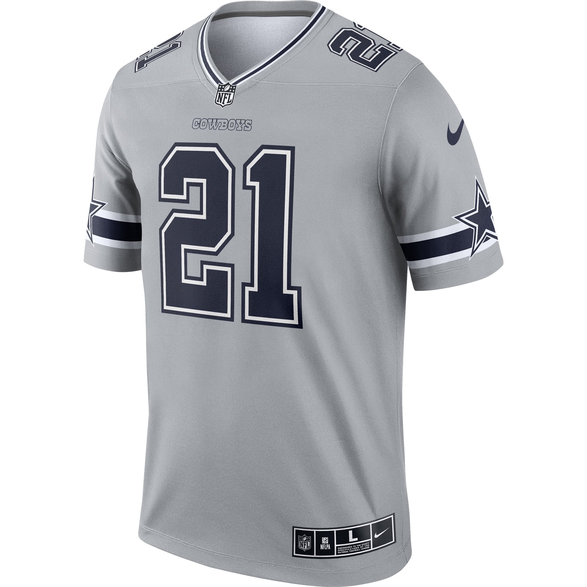 Men's Nike Ezekiel Elliott Silver Dallas Cowboys Inverted Legend Jersey - vstockx