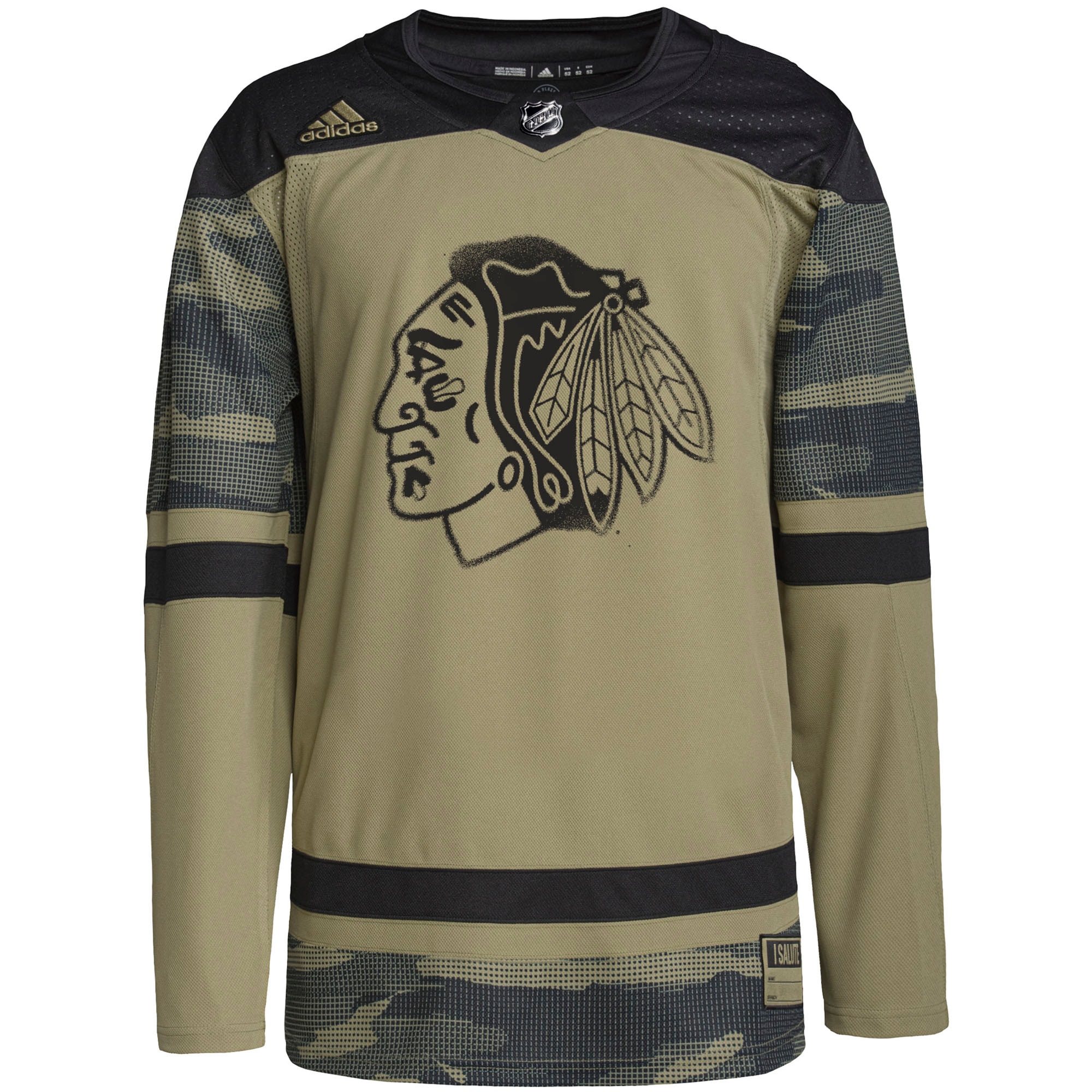 Chicago Blackhawks adidas Military Appreciation Team Authentic Custom Practice Jersey - Camo - vstockx