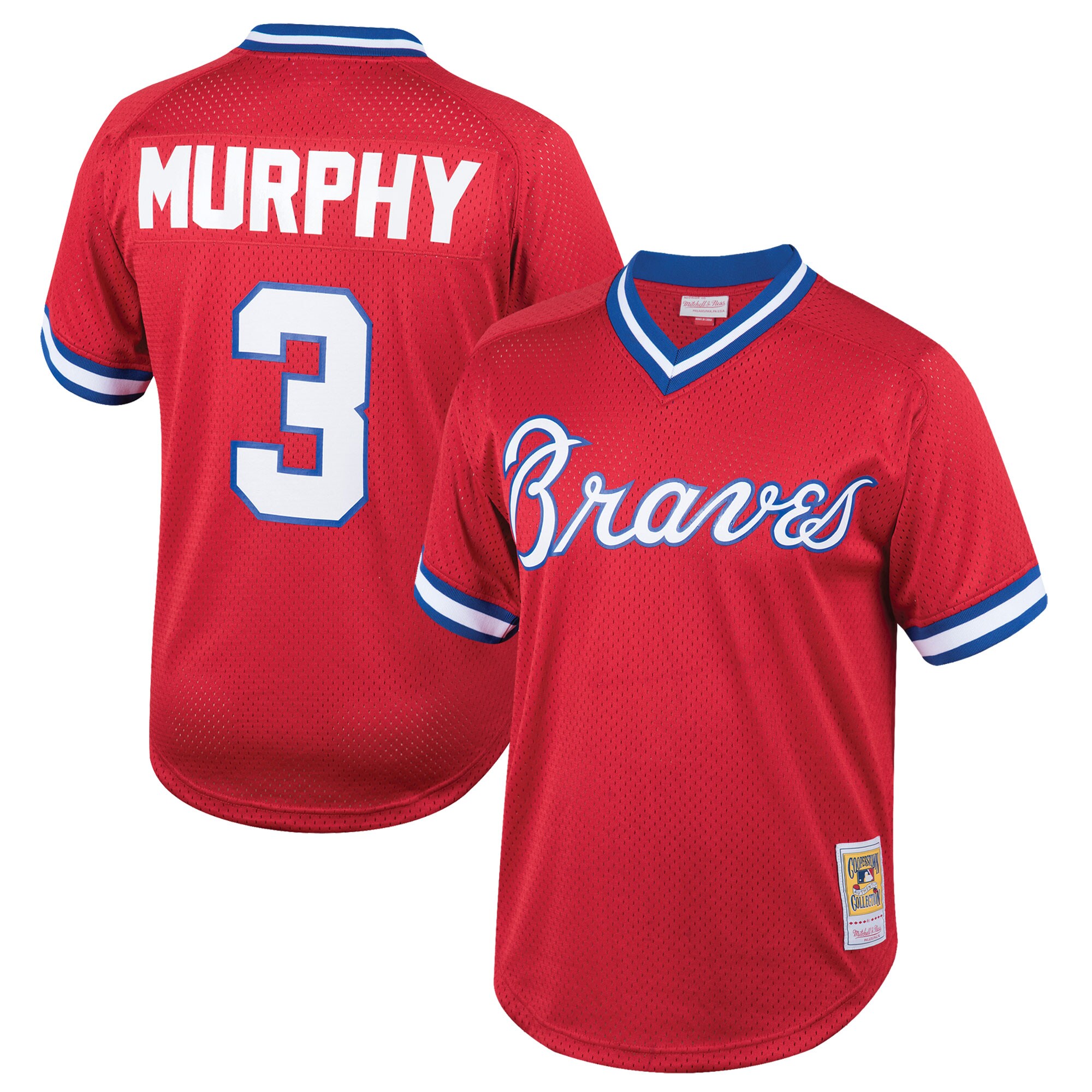 Dale Murphy Atlanta Braves Mitchell & Ness Youth Cooperstown Collection Mesh Batting Practice Jersey - Red - vstockx