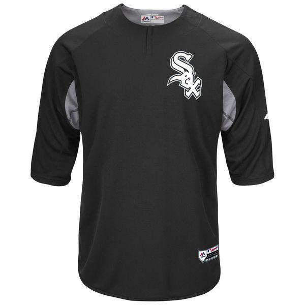 Men's Chicago White Sox Majestic Black/Gray Authentic Collection On-Field 3/4-Sleeve Batting Practice Jersey - vstockx