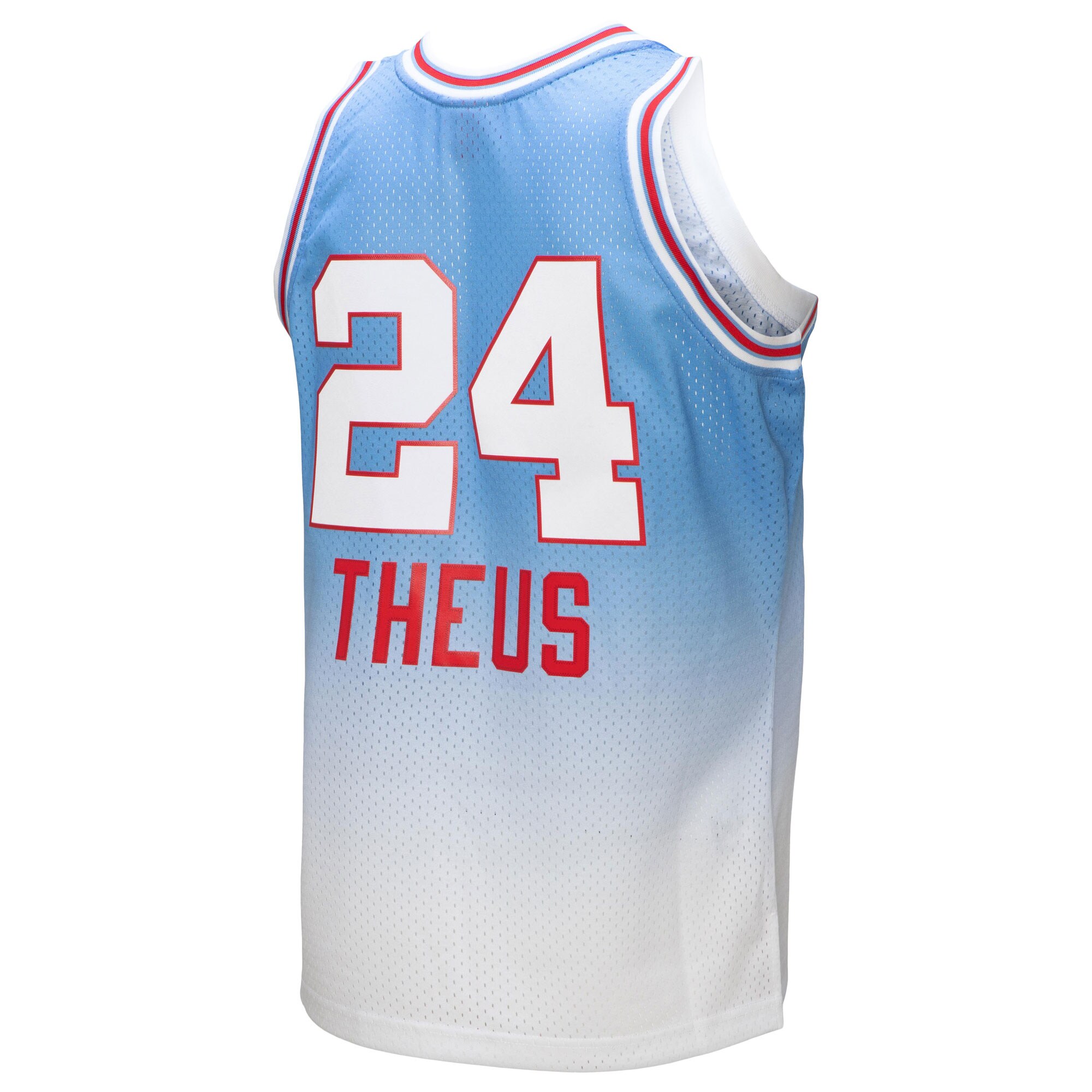 Reggie Theus Sacramento Kings Mitchell & Ness 1985/86 Hardwood Classics Fadeaway Swingman Player Jersey - White/Light Blue - vstockx
