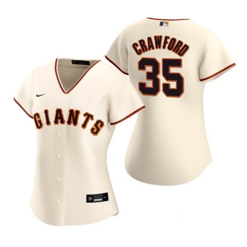 Womens San Francisco Giants Brandon Crawford Cool Base Replica Jersey Cream - vstockx