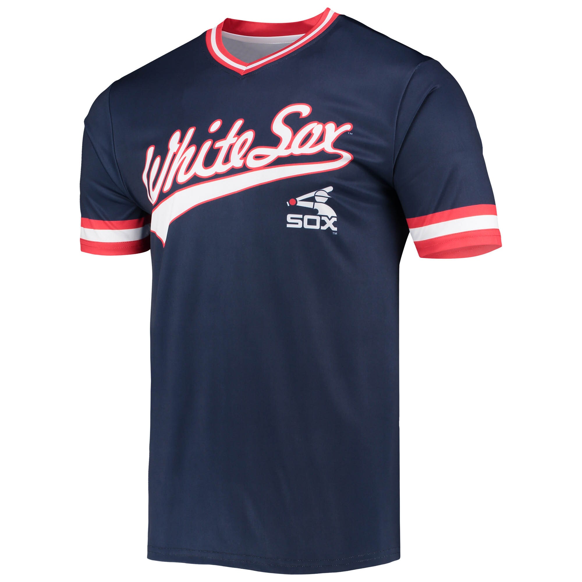 Chicago White Sox Stitches Cooperstown Collection V-Neck Team Color Jersey - Navy/Red - vstockx