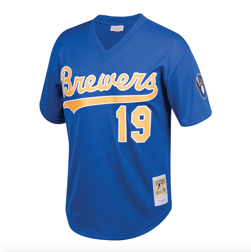 Men's Milwaukee Brewers Robin Yount Mitchell & Ness Royal Cooperstown Collection 1991 Mesh Batting Practice Jersey - vstockx