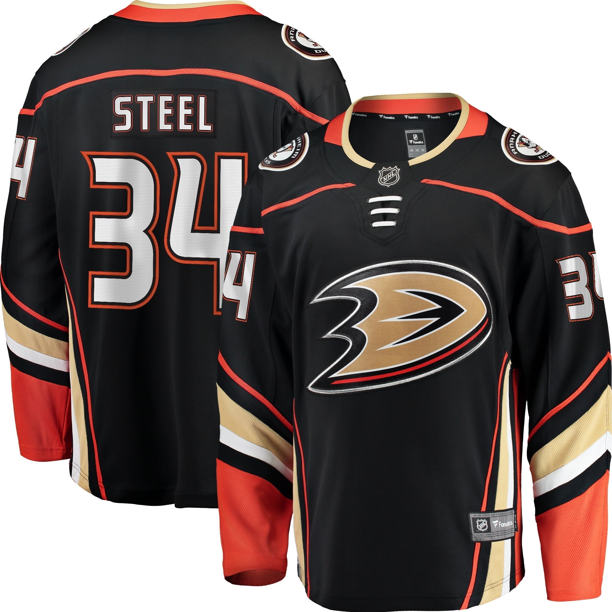 Men's Fanatics Branded Sam Steel Black Anaheim Ducks Team Color Breakaway Player Jersey - vstockx