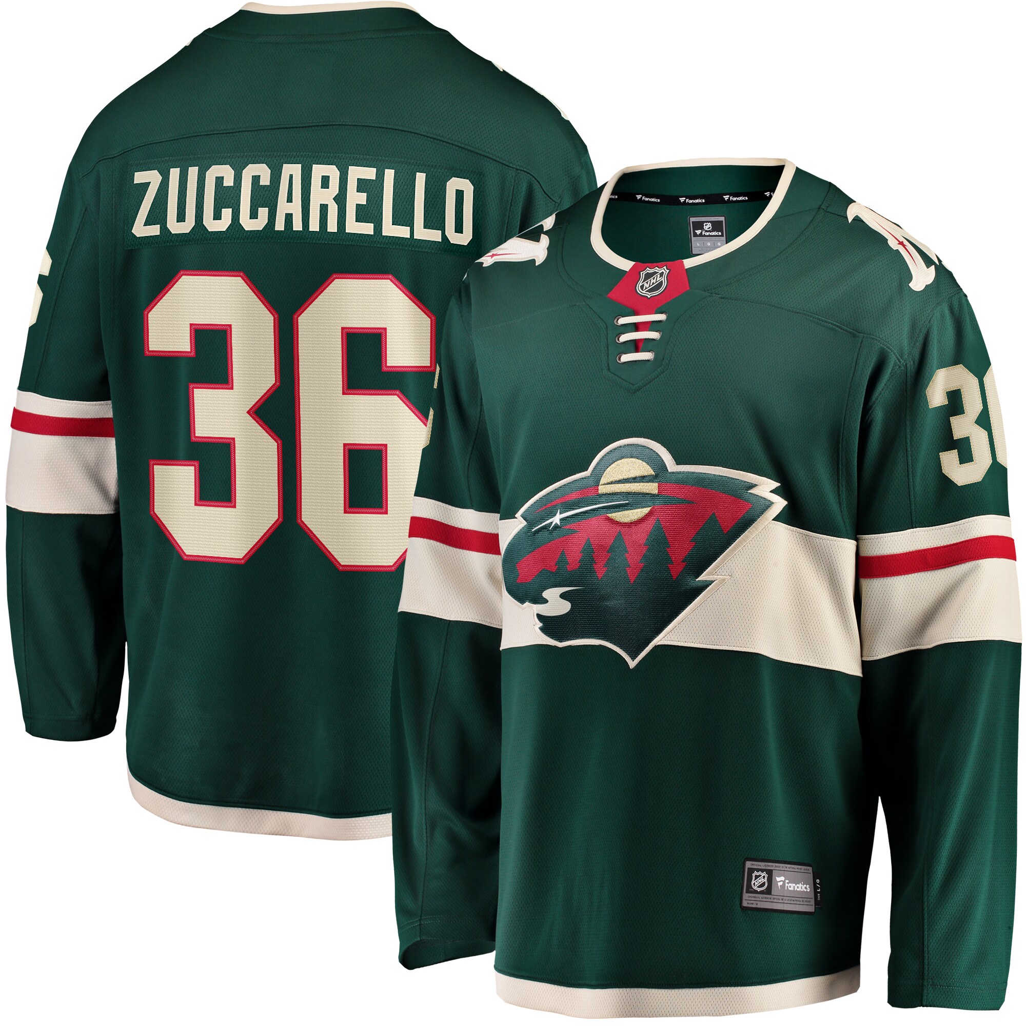 Mats Zuccarello Minnesota Wild Fanatics Branded Premier Breakaway Player Jersey - Green - vstockx