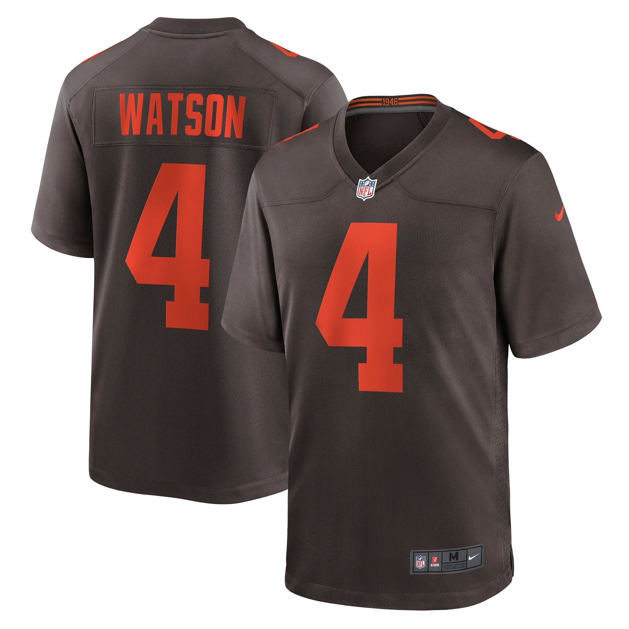 Men's Nike Deshaun Watson Brown Cleveland Browns Alternate Game Jersey - vstockx