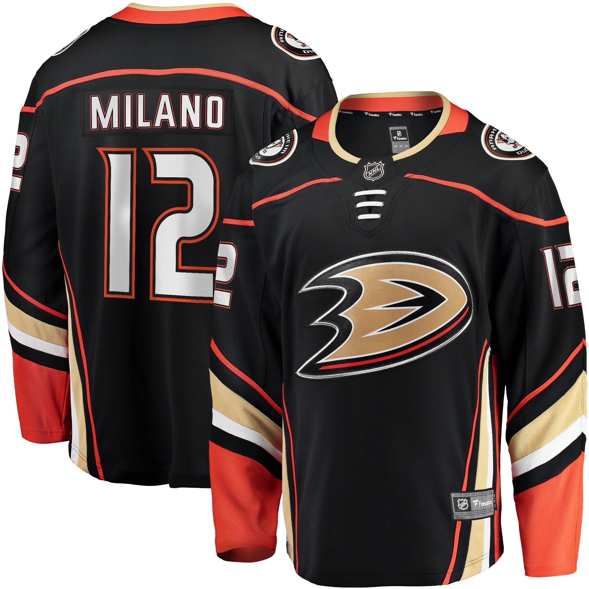 Men's Fanatics Branded Sonny Milano Black Anaheim Ducks Home Breakaway Player Jersey - vstockx