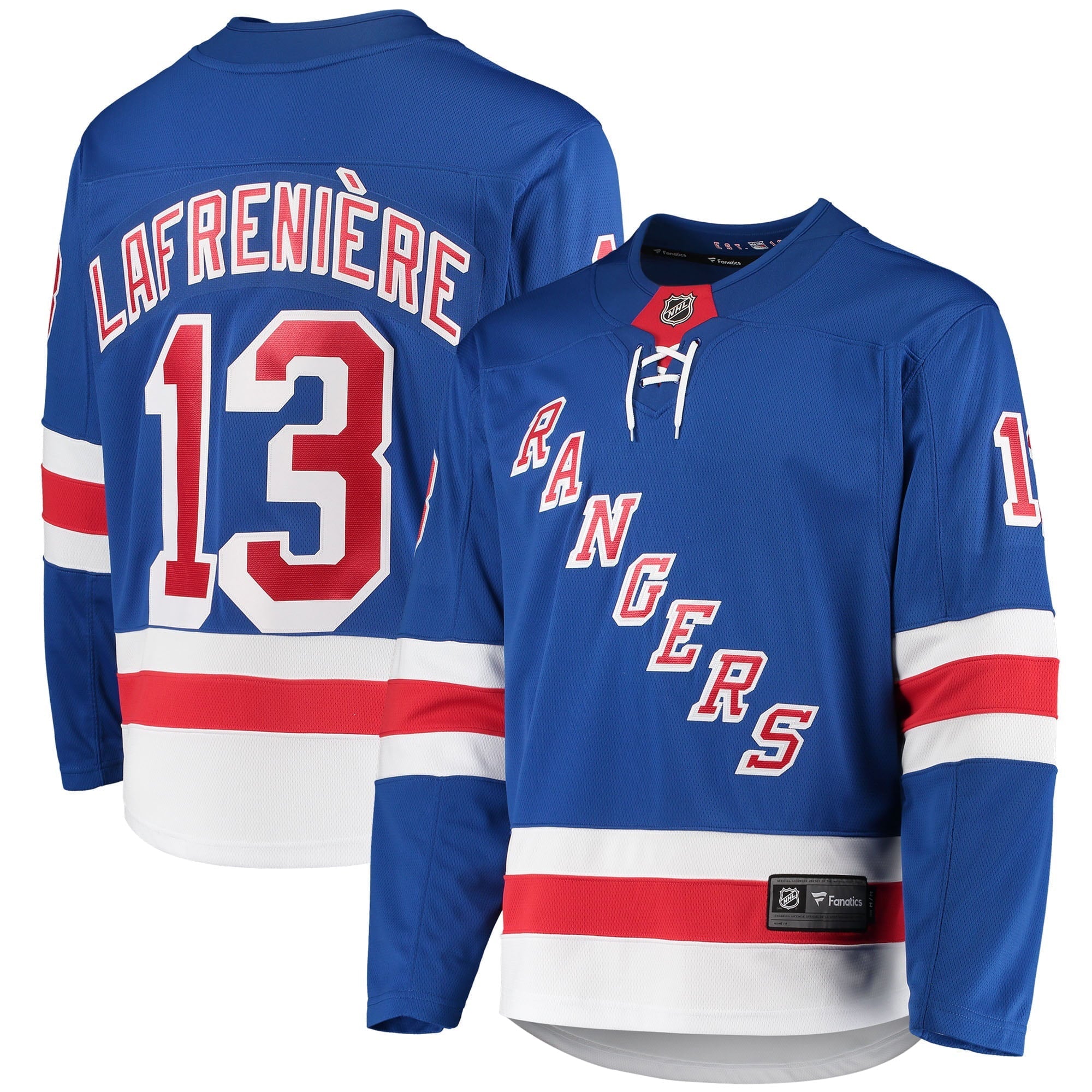Men's Fanatics Branded Alexis Lafreni-re Blue New York Rangers Premier Breakaway Player Jersey - vstockx