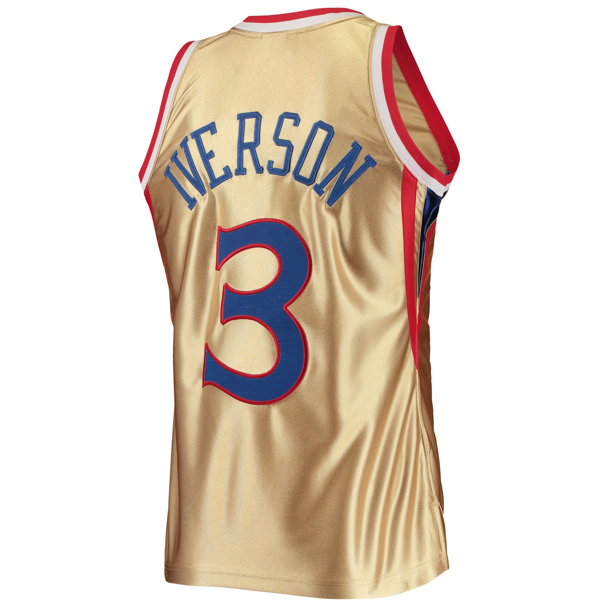 Allen Iverson Philadelphia 76ers Mitchell & Ness 75th Anniversary 1996/97 Hardwood Classics Swingman Jersey - Gold - vstockx