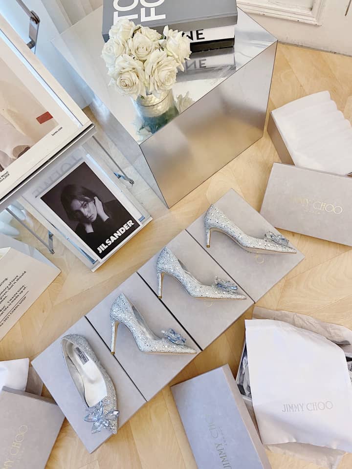 Jimmy Choo Allure Crystal high heels silver white - vstockx