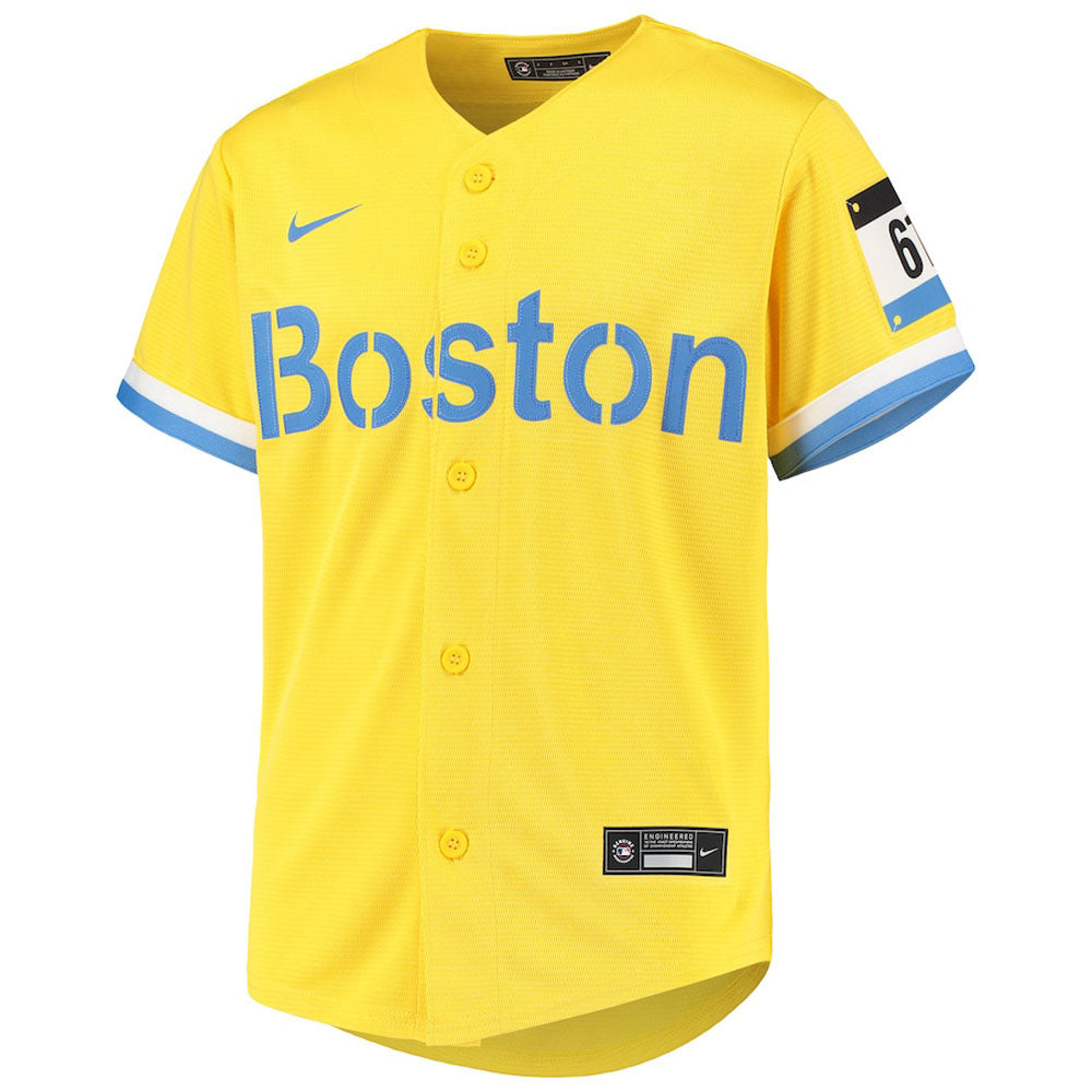 Youth Boston Red Sox Rafael Devers City Connect Replica Jersey - Gold - vstockx