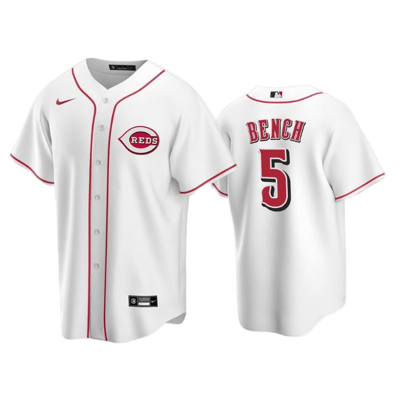 Youth Cincinnati Reds Johnny Bench Replica Home Jersey - White - vstockx