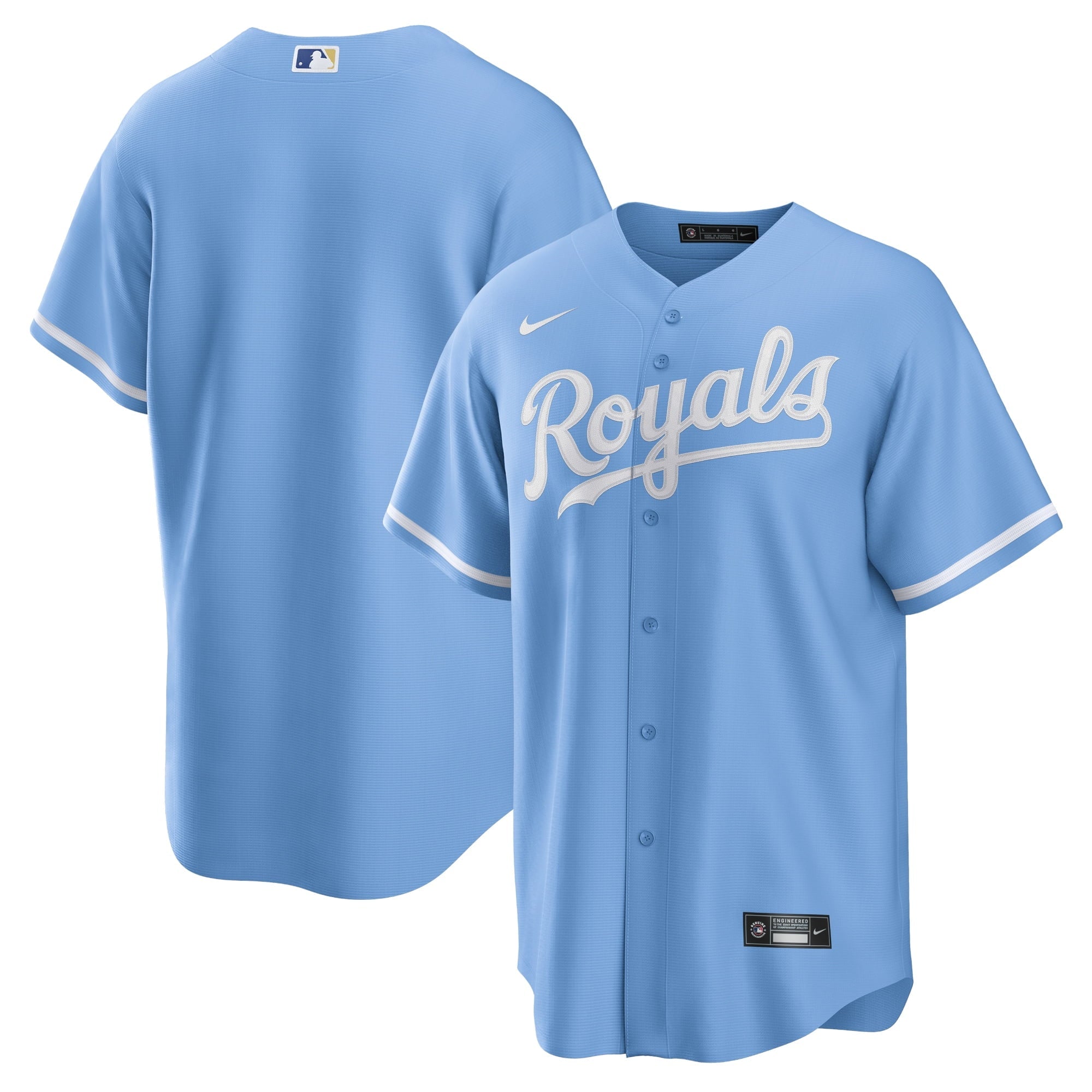 Men's Nike Light Blue Kansas City Royals Alternate Replica Team Logo Jersey - vstockx