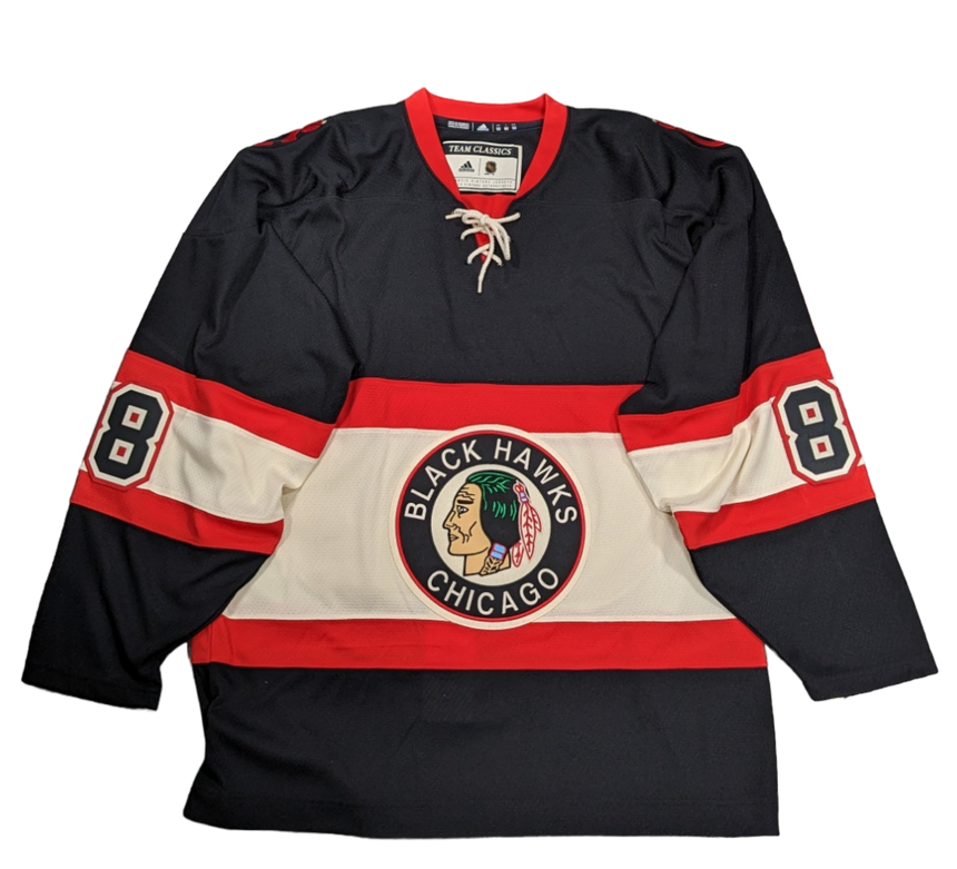 Men's Chicago Blackhawks Patrick Kane adidas 1934 Black Alternate Authentic Player Jersey - vstockx