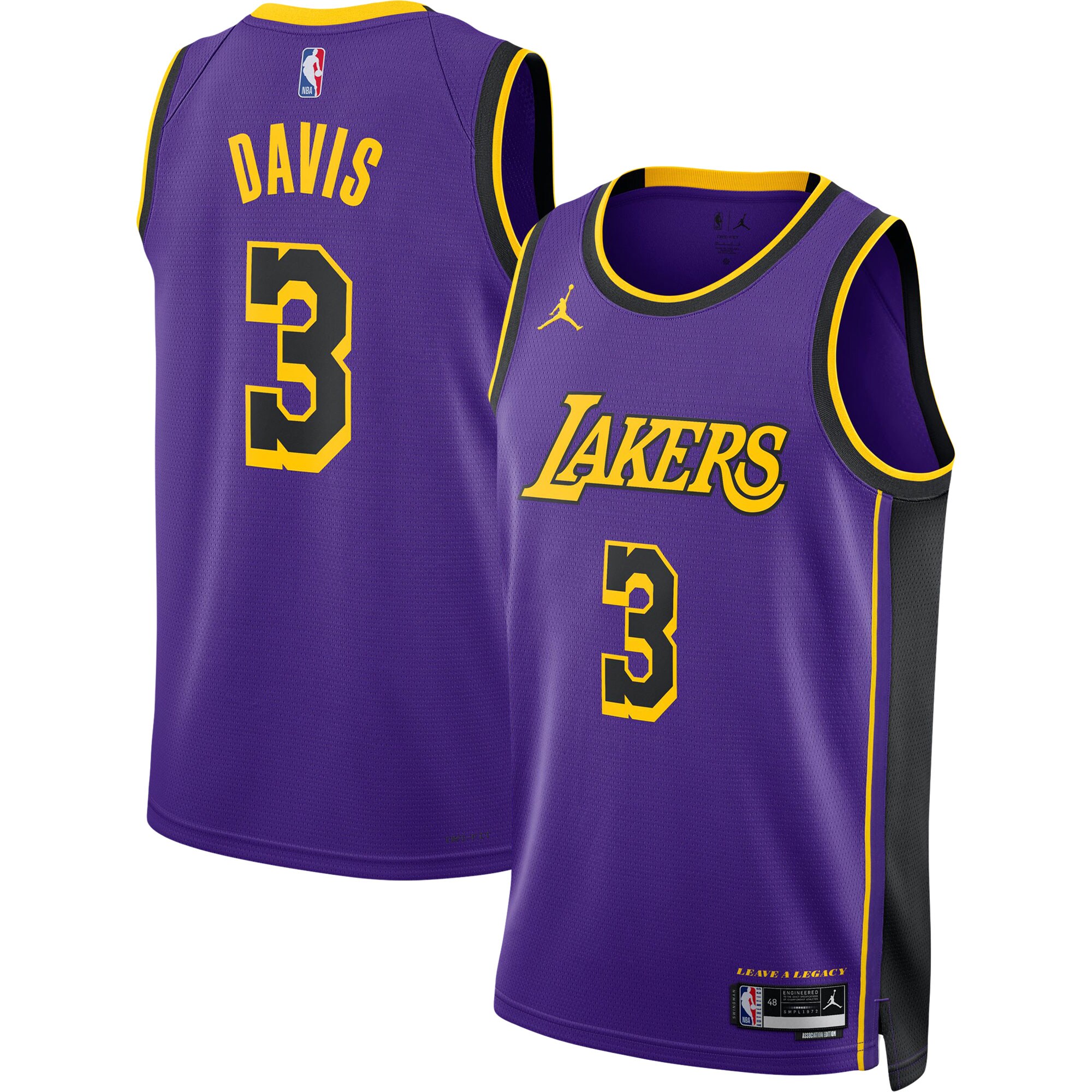Anthony Davis Los Angeles Lakers Jordans Brand Unisex Swingman Jersey - Statement Edition - Purple - vstockx