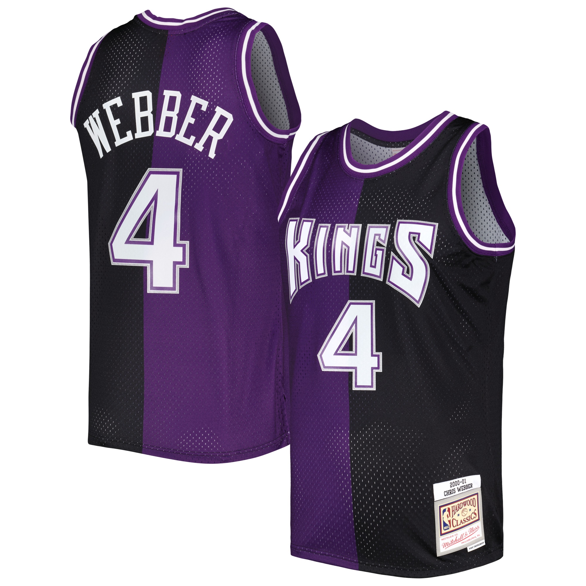 Chris Webber Sacramento Kings Mitchell & Ness Hardwood Classics 2000/01 Split Swingman Jersey - Purple/Black - vstockx