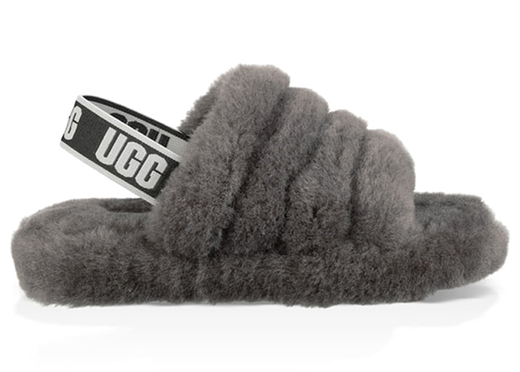 UGG Fluff Yeah Slide Charcoal (Kids) - vstockx