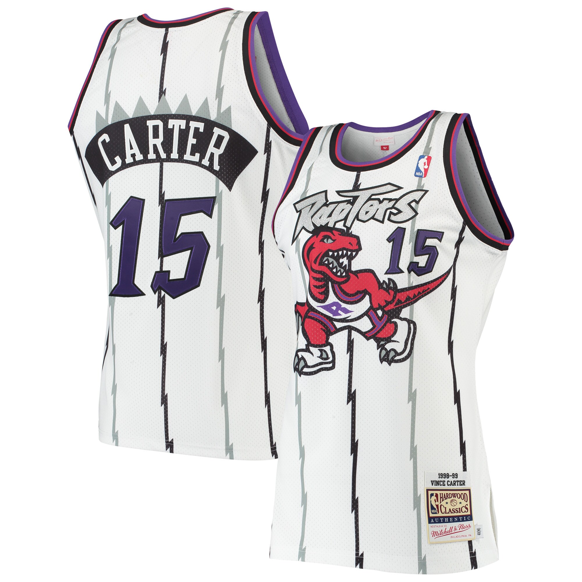 Vince Carter Toronto Raptors Mitchell & Ness Hardwood Classics 1998-99 Authentic Jersey - White - vstockx