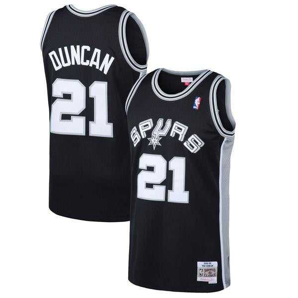 Mens San Antonio Spurs Tim Duncan Mitchell & Ness Black 1998-99 Hardwood Classics Swingman Jersey - vstockx