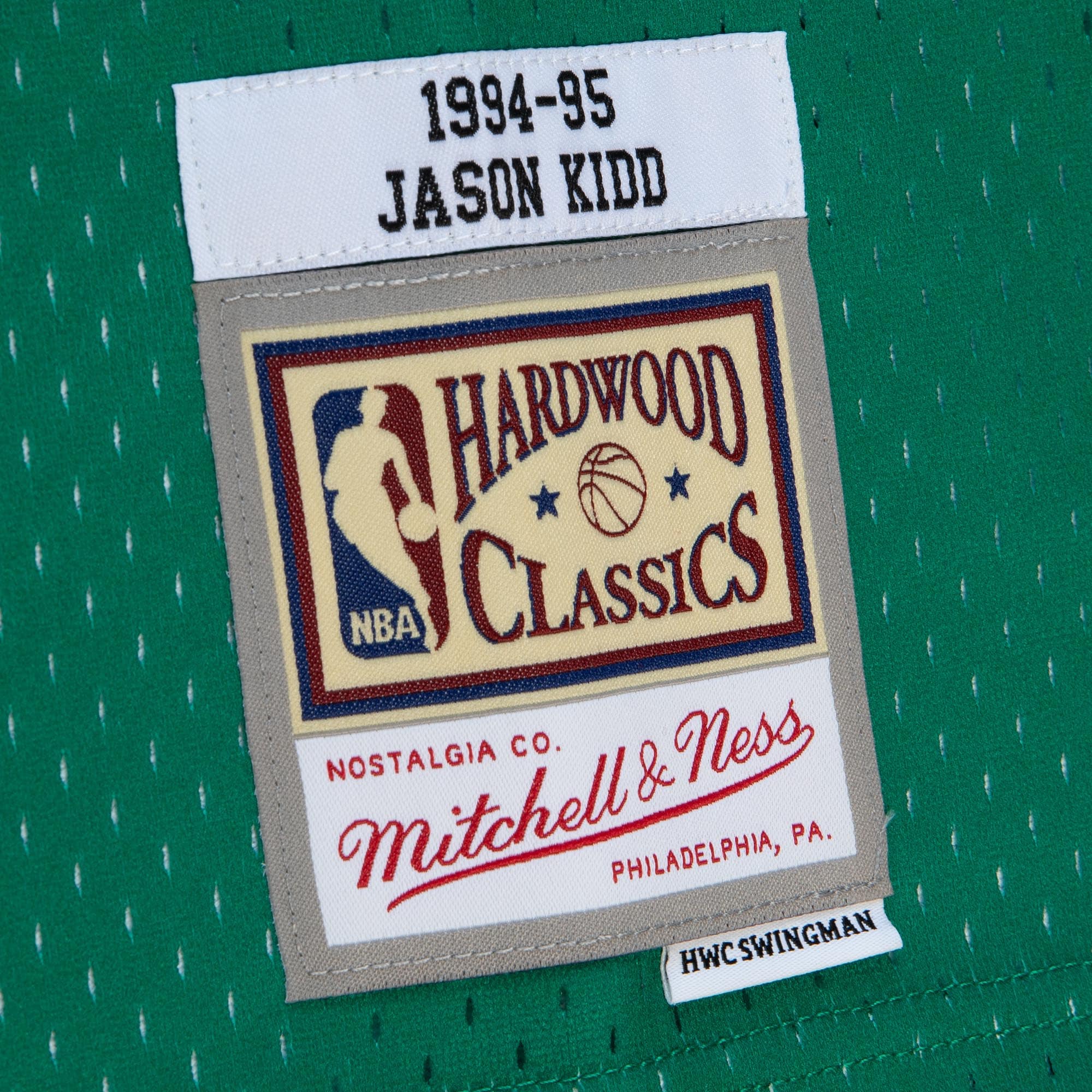 Jason Kidd Dallas Mavericks Mitchell & Ness 1994/95 Hardwood Classics Fadeaway Swingman Player Jersey - Green/Navy - vstockx