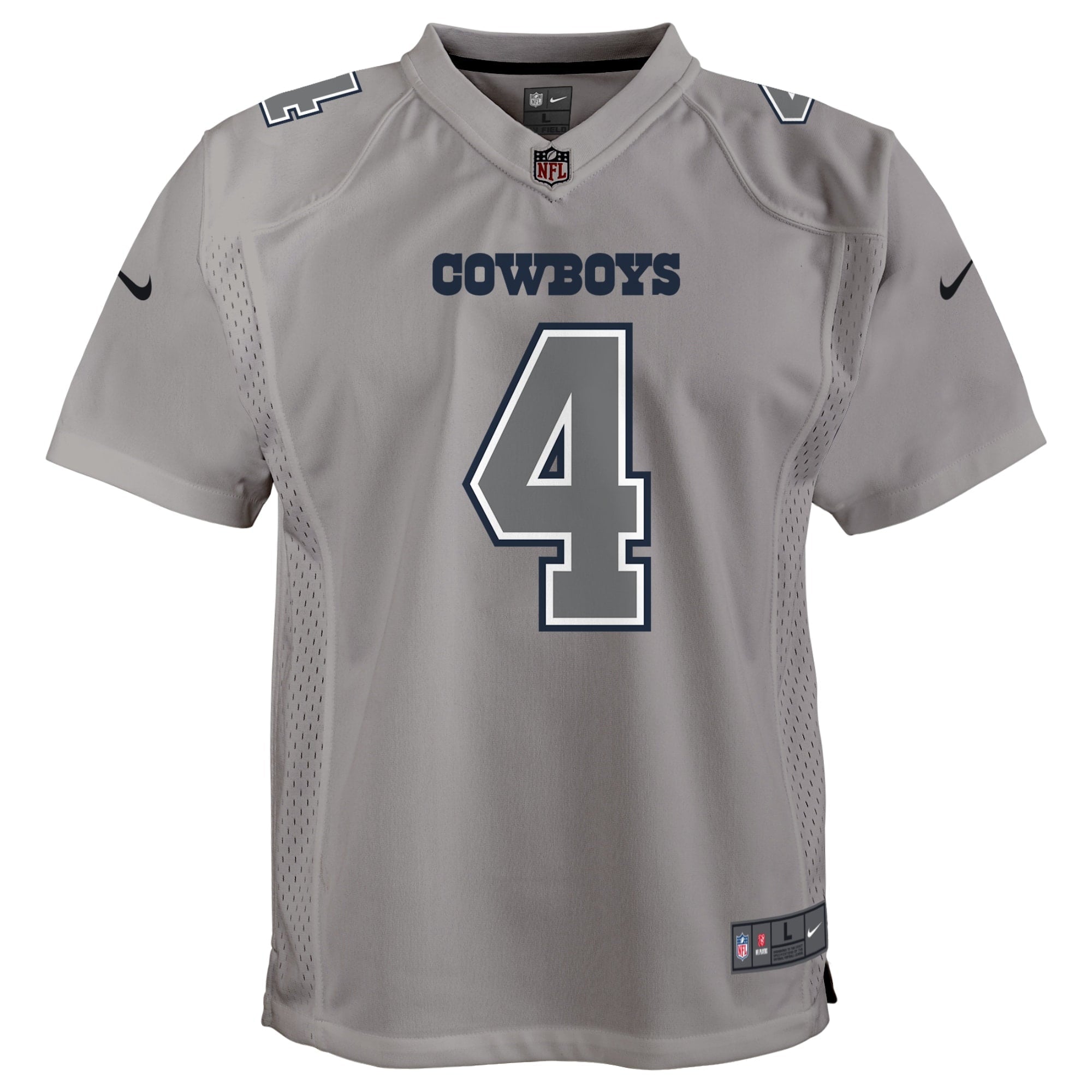 Youth Nike Dak Prescott Gray Dallas Cowboys Atmosphere Game Jersey - vstockx