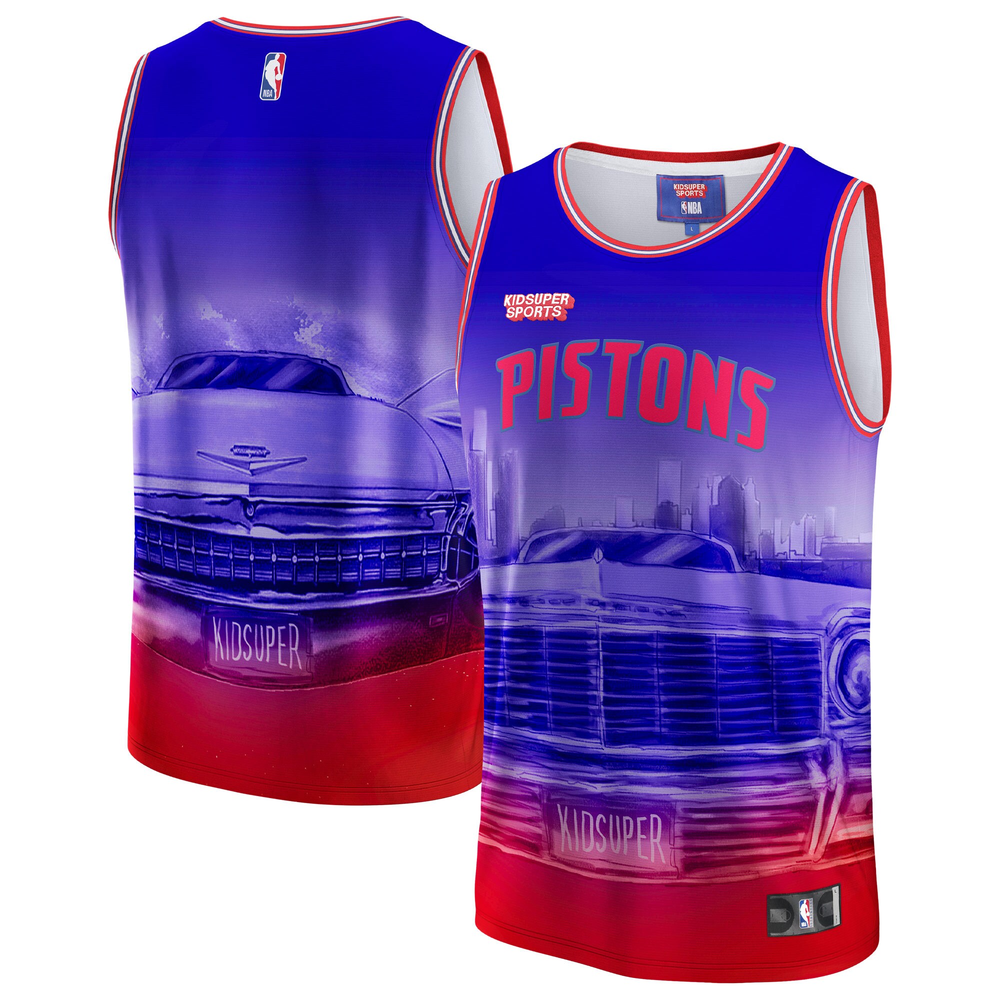 Detroit Pistons NBA & KidSuper Studios by Fanatics Unisex Hometown Jersey - Red - vstockx