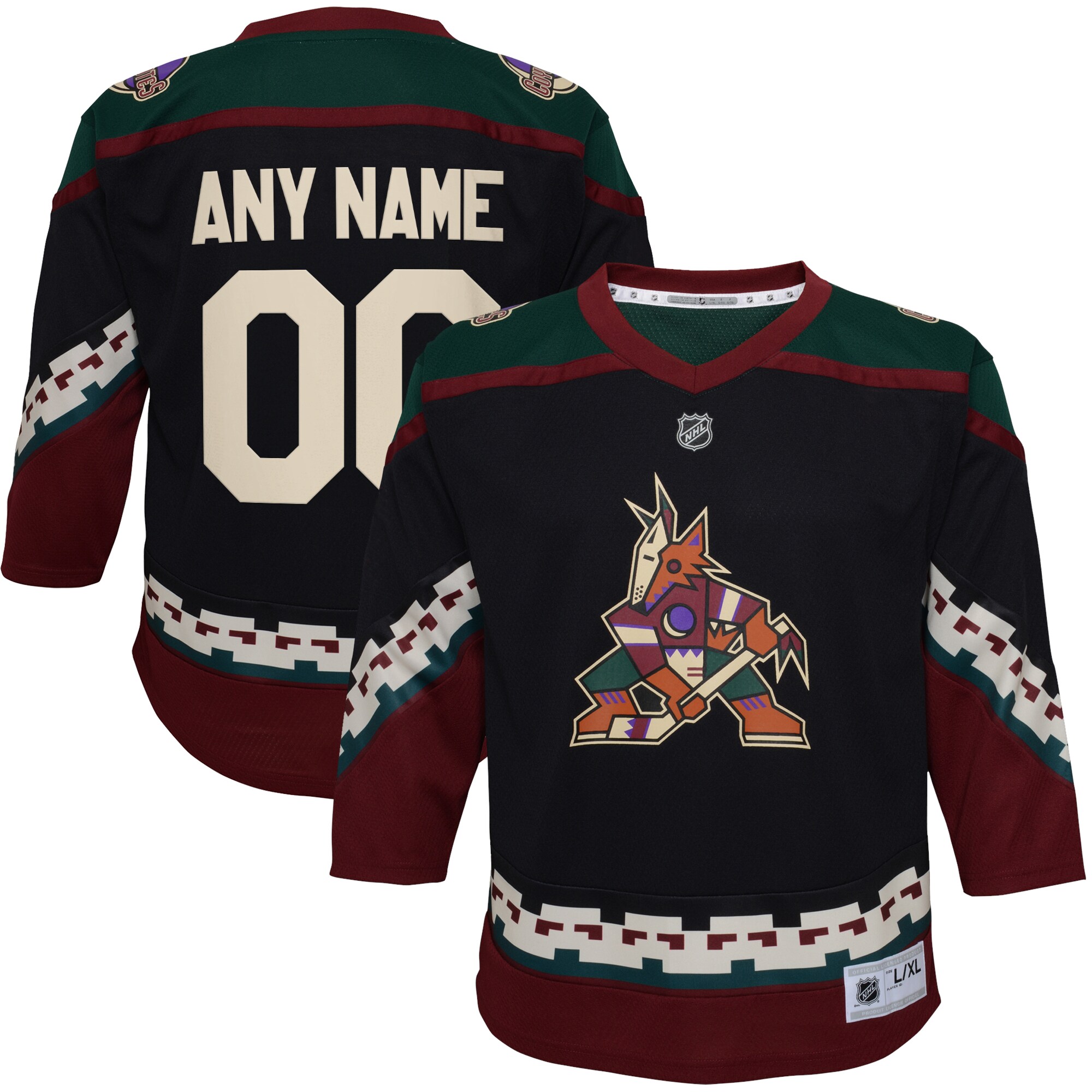 Arizona Coyotes Youth 2021/22 Home Replica Custom Jersey - Black - vstockx