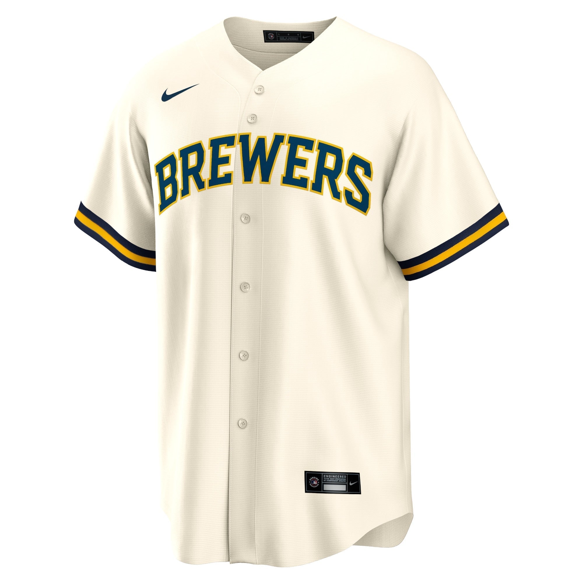 Men's Nike Cream Milwaukee Brewers Home Blank Replica Jersey - vstockx