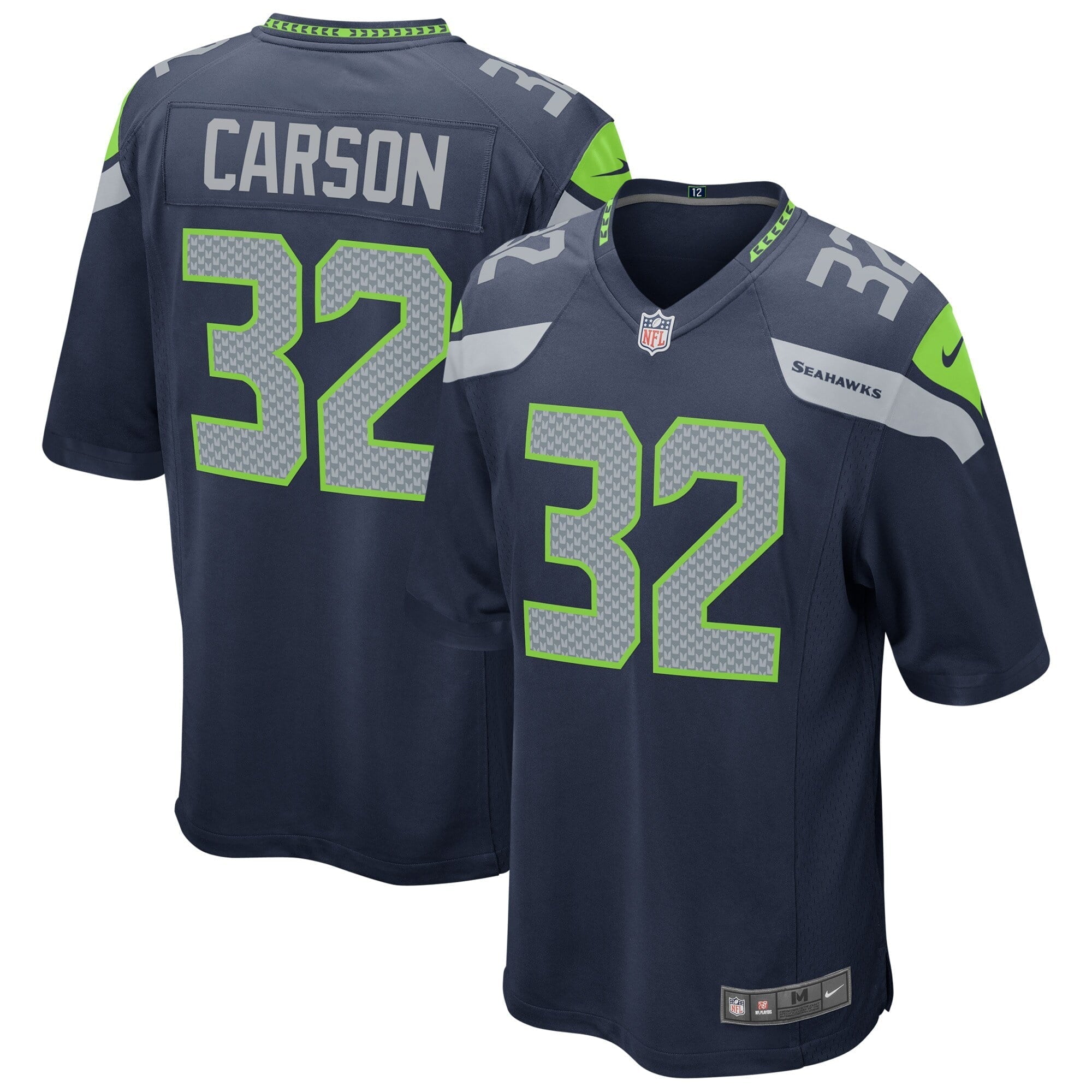 Men's Nike Chris Carson Navy Seattle Seahawks Game Player Jersey - vstockx