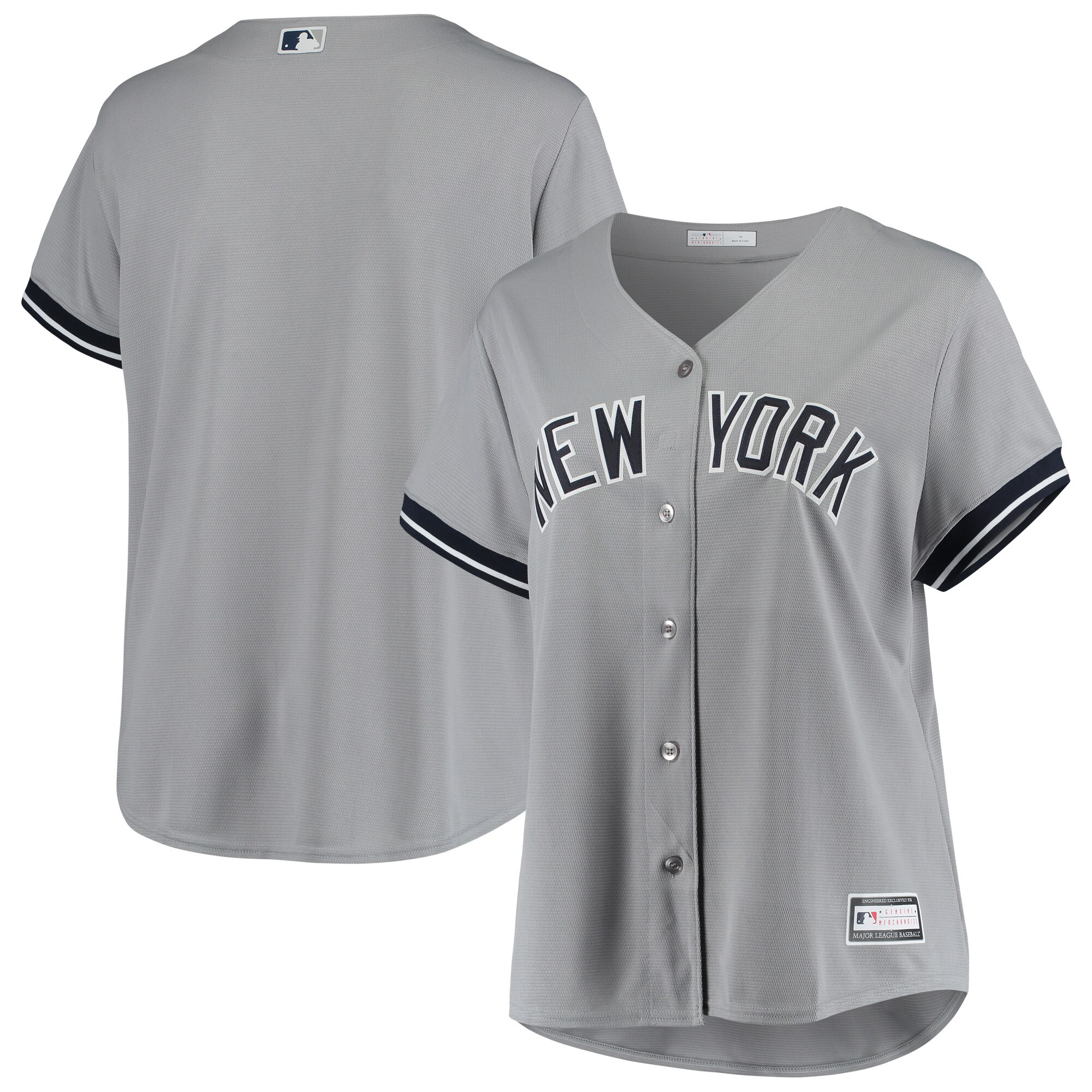 New York Yankees Women's Plus Size Road Replica Team Jersey - Gray - vstockx