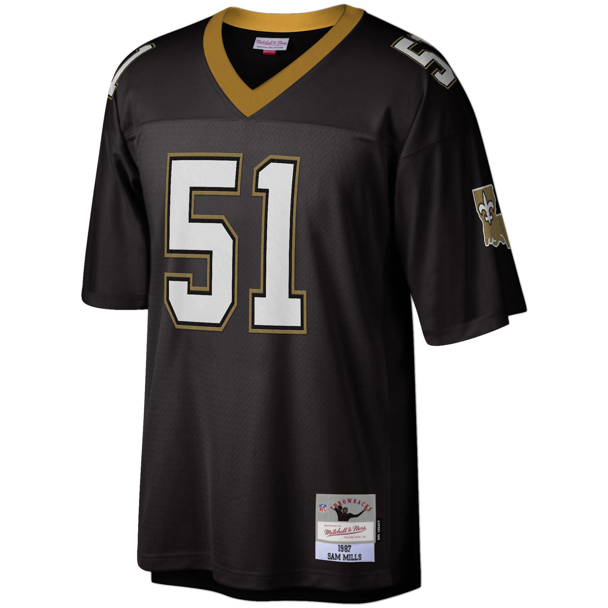 Sam Mills New Orleans Saints Mitchell & Ness Legacy Replica Jersey - Black - vstockx