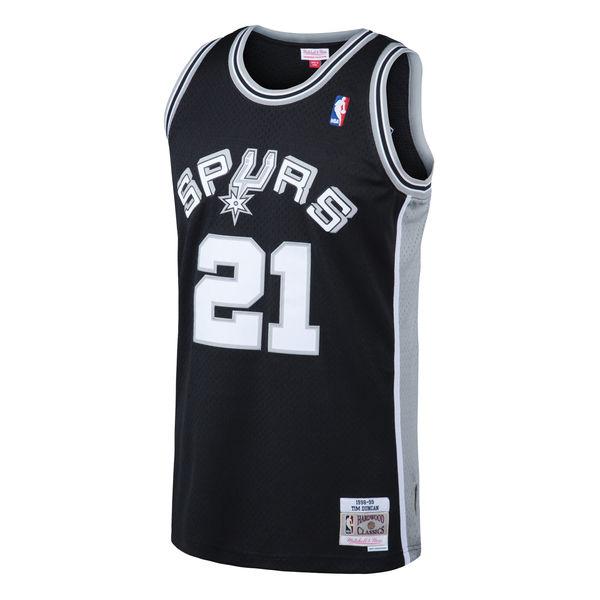 Mens San Antonio Spurs Tim Duncan Mitchell & Ness Black 1998-99 Hardwood Classics Swingman Jersey - vstockx