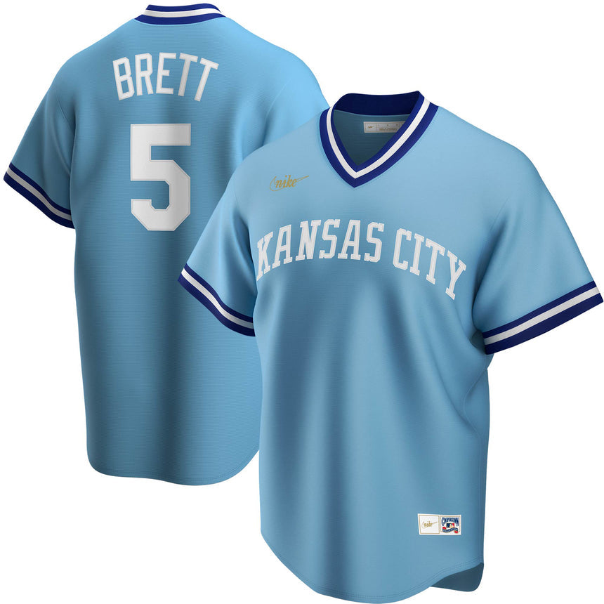 Men's Kansas City Royals George Brett Light Blue Road Cooperstown Collection Team Jersey - vstockx