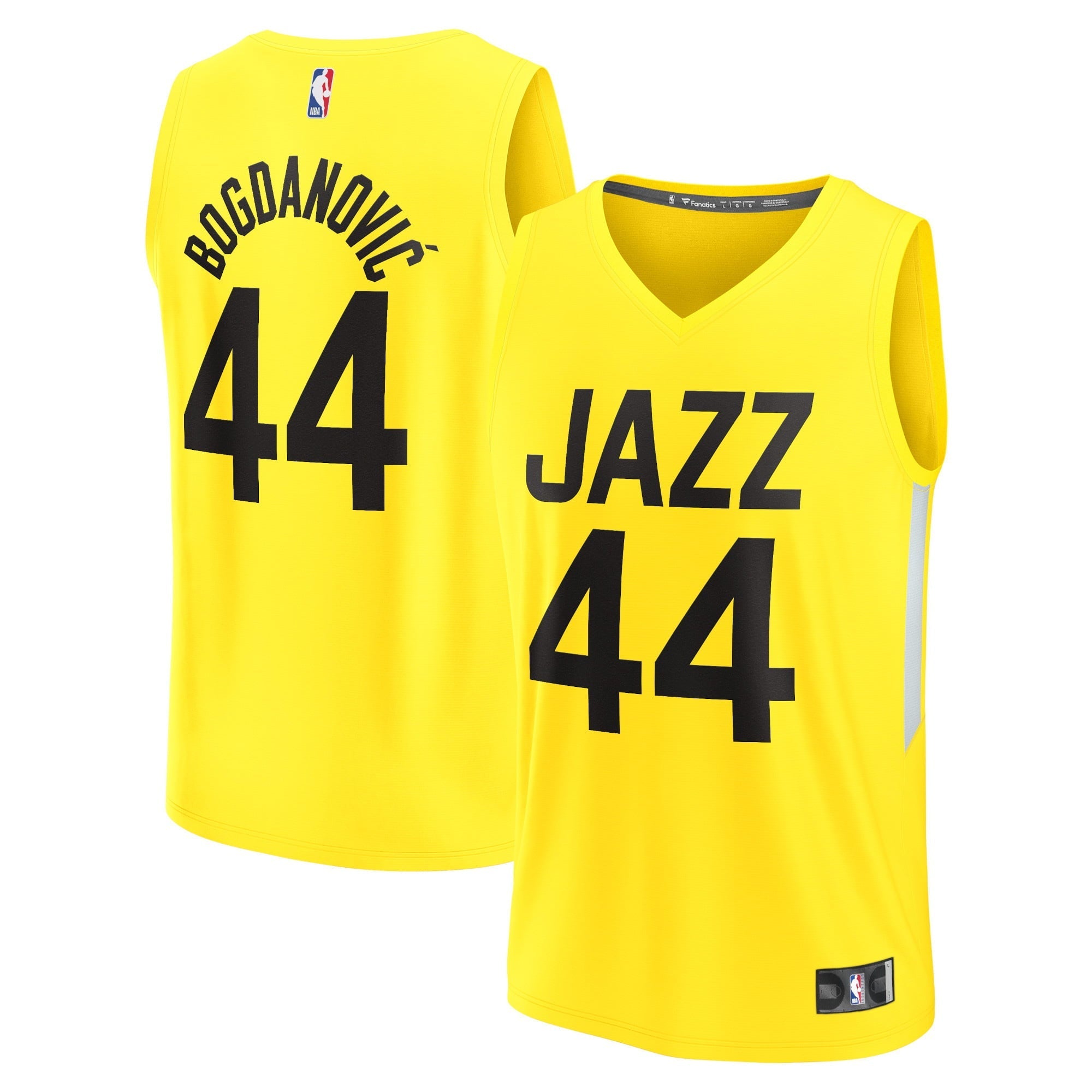 Men's Fanatics Branded Bojan Bogdanovic Yellow Utah Jazz Fast Break Replica Jersey - Icon Edition - vstockx