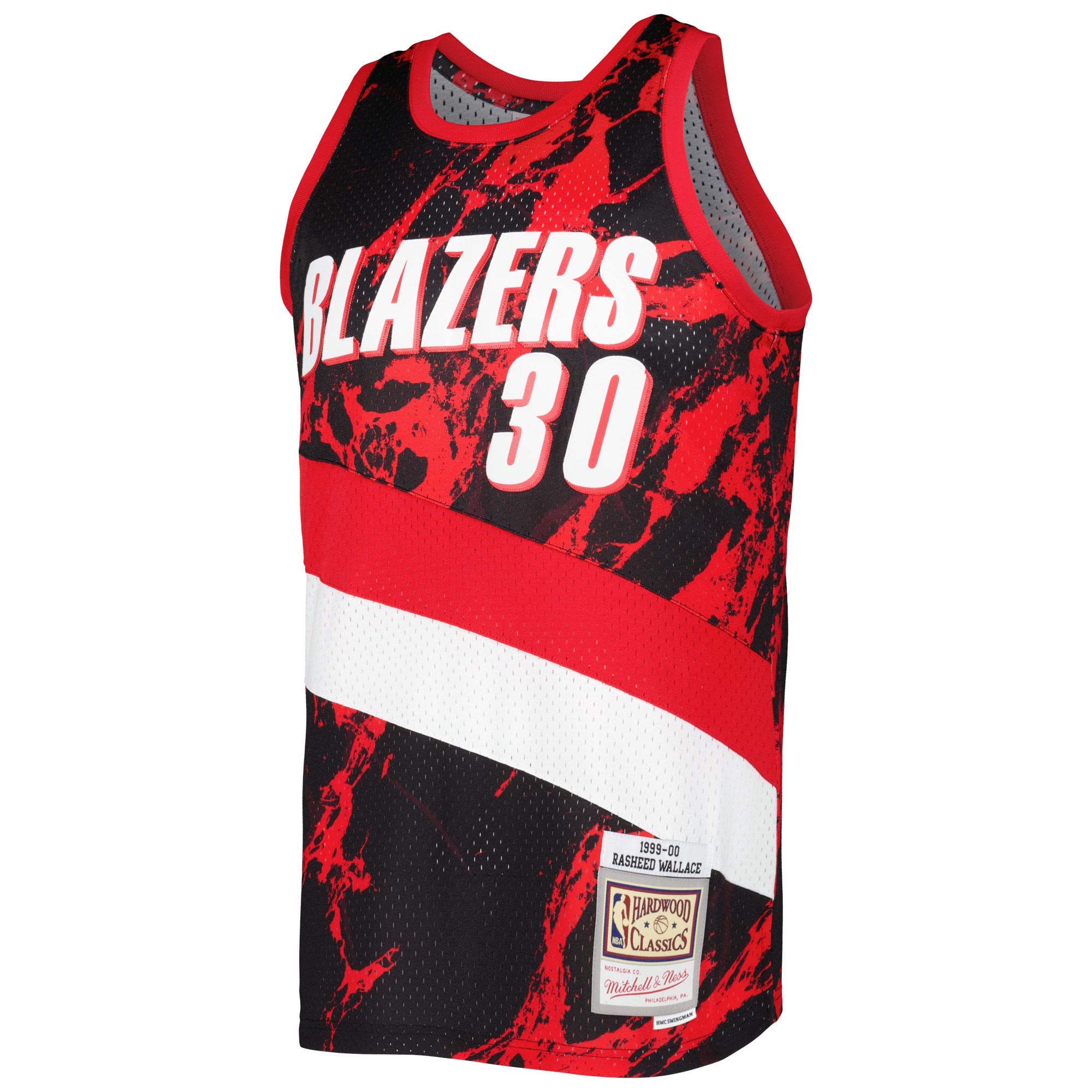 Rasheed Wallace Portland Trail Blazers Mitchell & Ness 1999/00 Hardwood Classics Marble Swingman Jersey - Black - vstockx