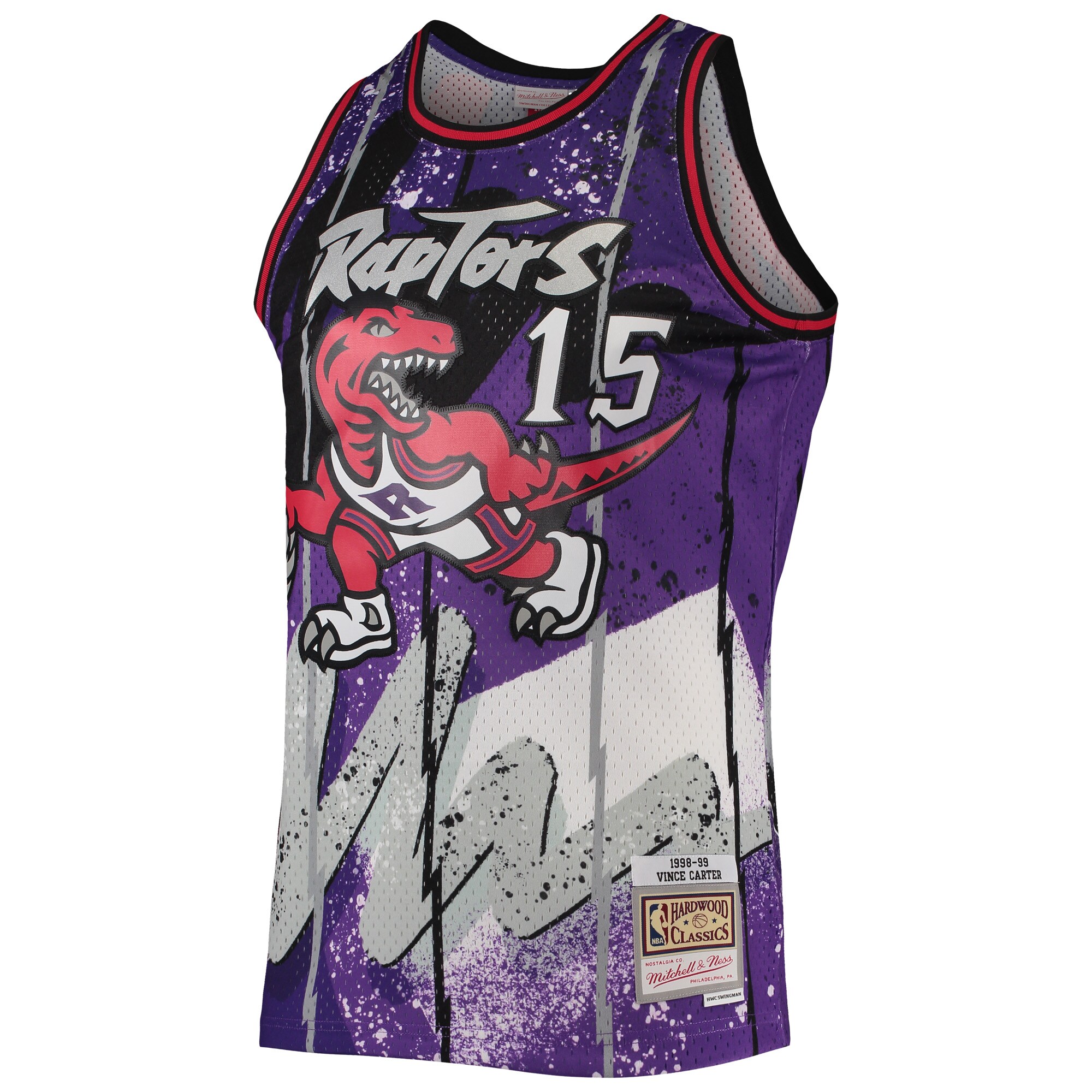 Vince Carter Toronto Raptors Mitchell & Ness Hardwood Classics 1998/99 Hyper Hoops Swingman Jersey - Purple - vstockx
