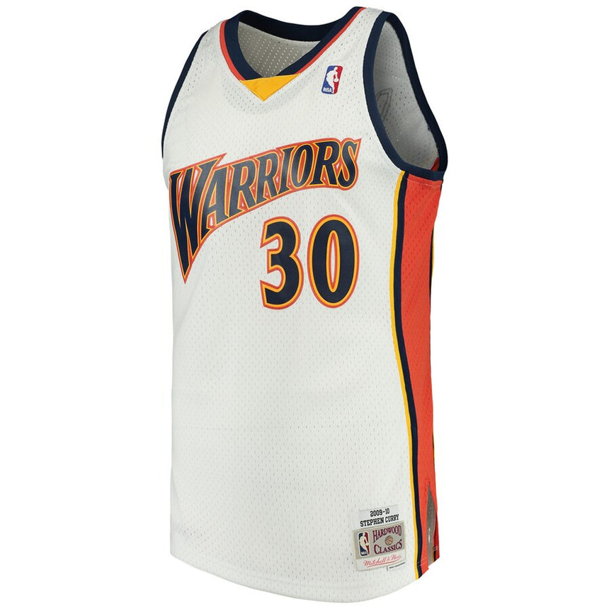 Men's Stephen Curry Golden State Warriors White 2009-2010 Hardwood Classics Mitchell & Ness Swingman Jersey - vstockx