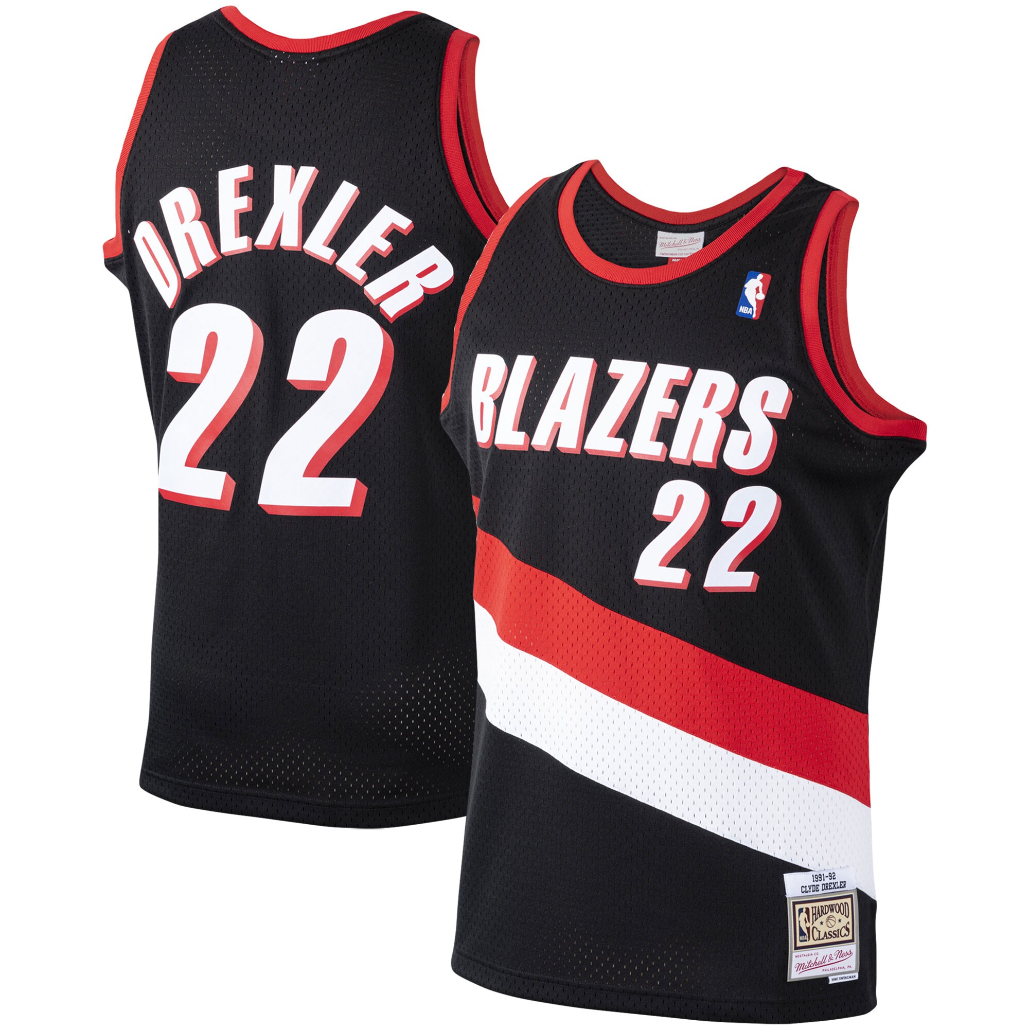 Clyde Drexler Portland Trail Blazers Mitchell & Ness Hardwood Classics Swingman Jersey - Black - vstockx