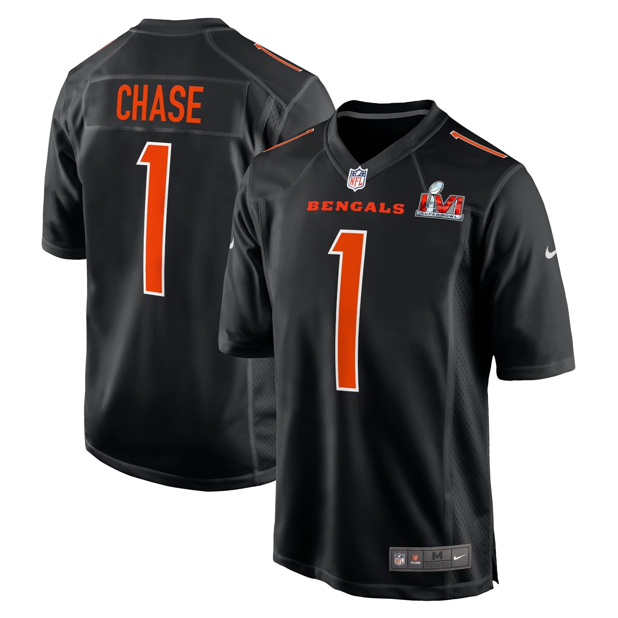 Men's Nike Ja'Marr Chase Black Cincinnati Bengals Super Bowl LVI Bound Game Fashion Jersey - vstockx