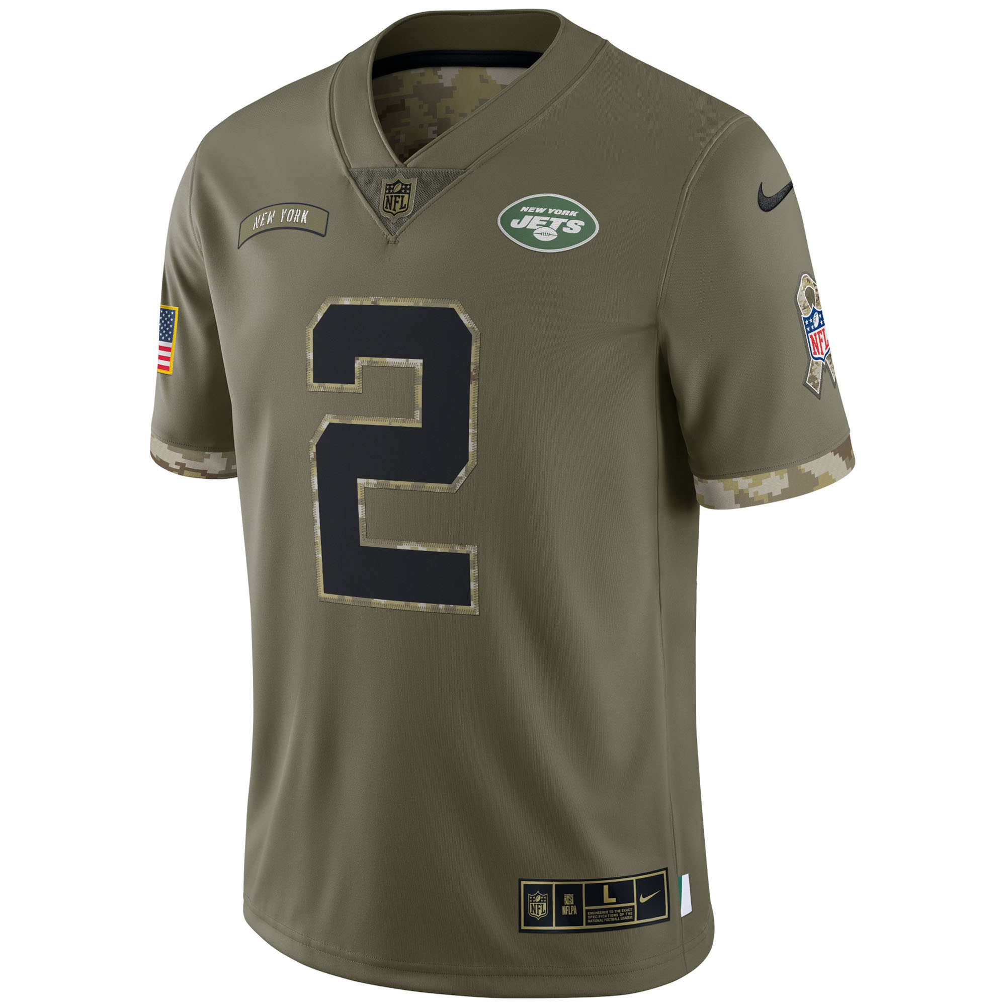 Zach Wilson New York Jets Nike 2022 Salute To Service Limited Jersey - Olive - vstockx