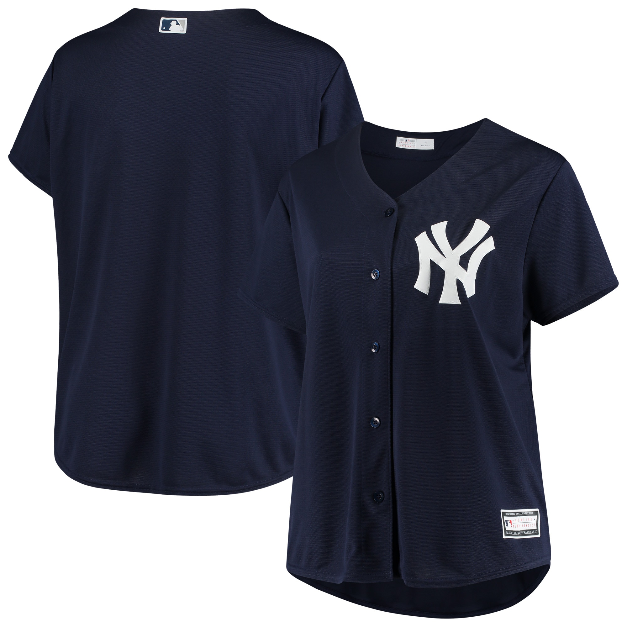 New York Yankees Women's Plus Size Alternate Replica Team Jersey - Navy - vstockx