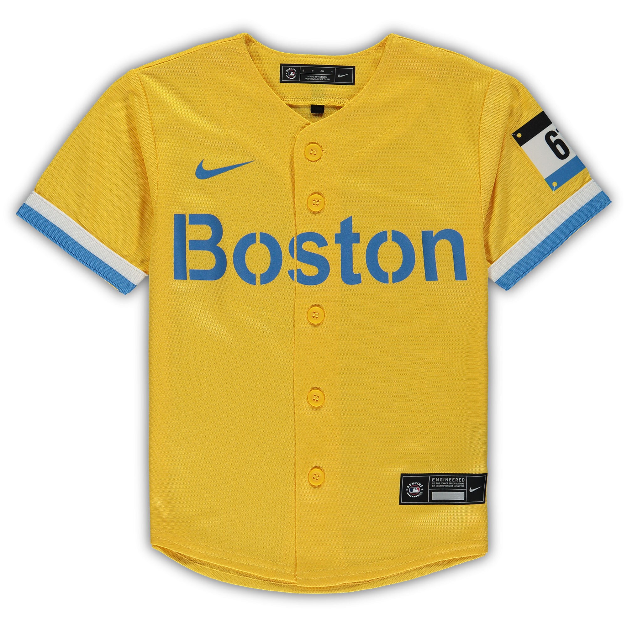 Xander Bogaerts Boston Red Sox Nike Preschool City Connect Script Replica Jersey - Gold - vstockx