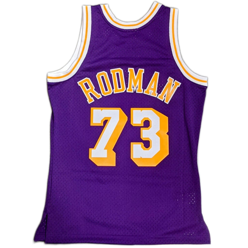 Men's Los Angeles Lakers Dennis Rodman Mitchell & Ness 1998-99 Hardwood Classics Purple Swingman Jersey - vstockx